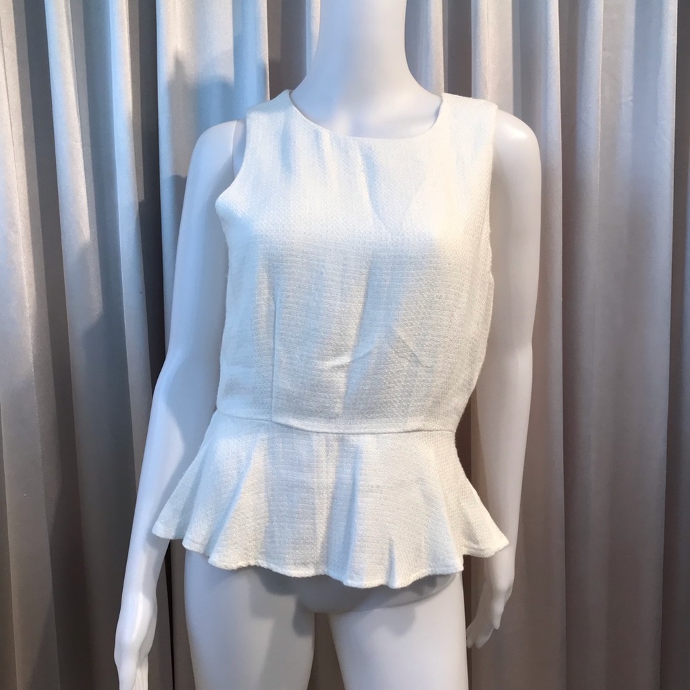 ANTHROPOLOGIE MAVEN WEST White Peplum Blouse - S